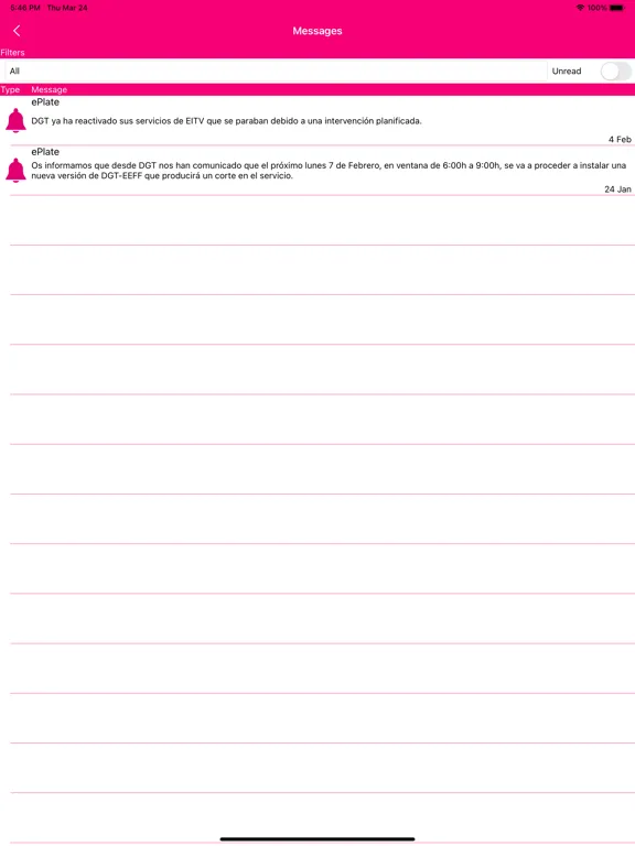 ภาพหน้าจอของ T-Notifica iPad