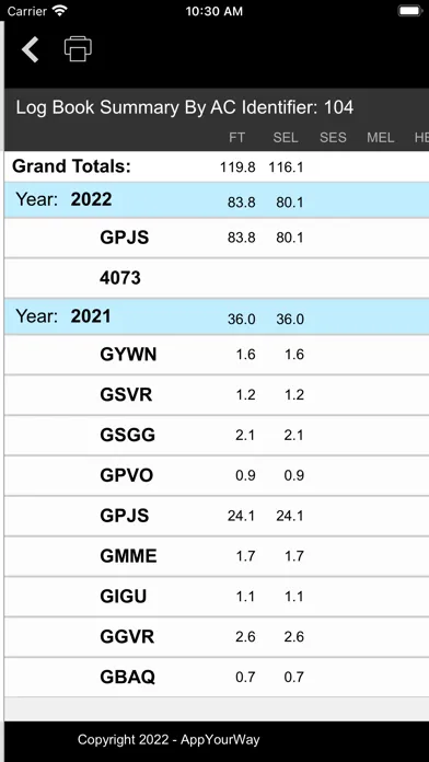 Screenshot di Aviation eLog Book