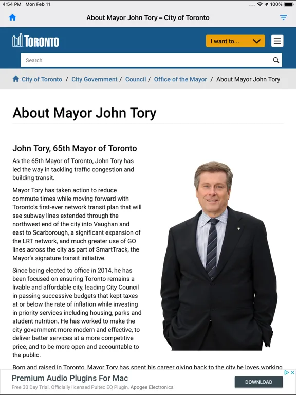 Ảnh chụp màn hình của Toronto City Helper App iPad 