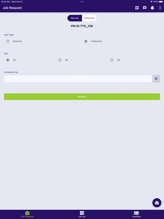 Ảnh chụp màn hình của TTK Driver App iPad 