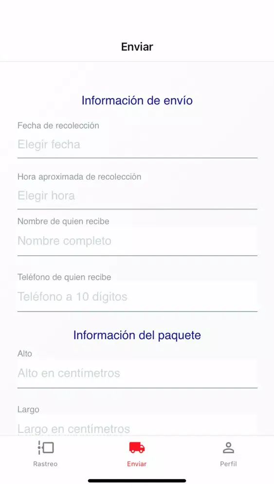 Capturas de tela do TTU Paquetería y Mensajería