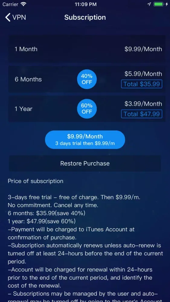 Zrzuty ekranu VPN Blue-Hotspot Unlimited VPN