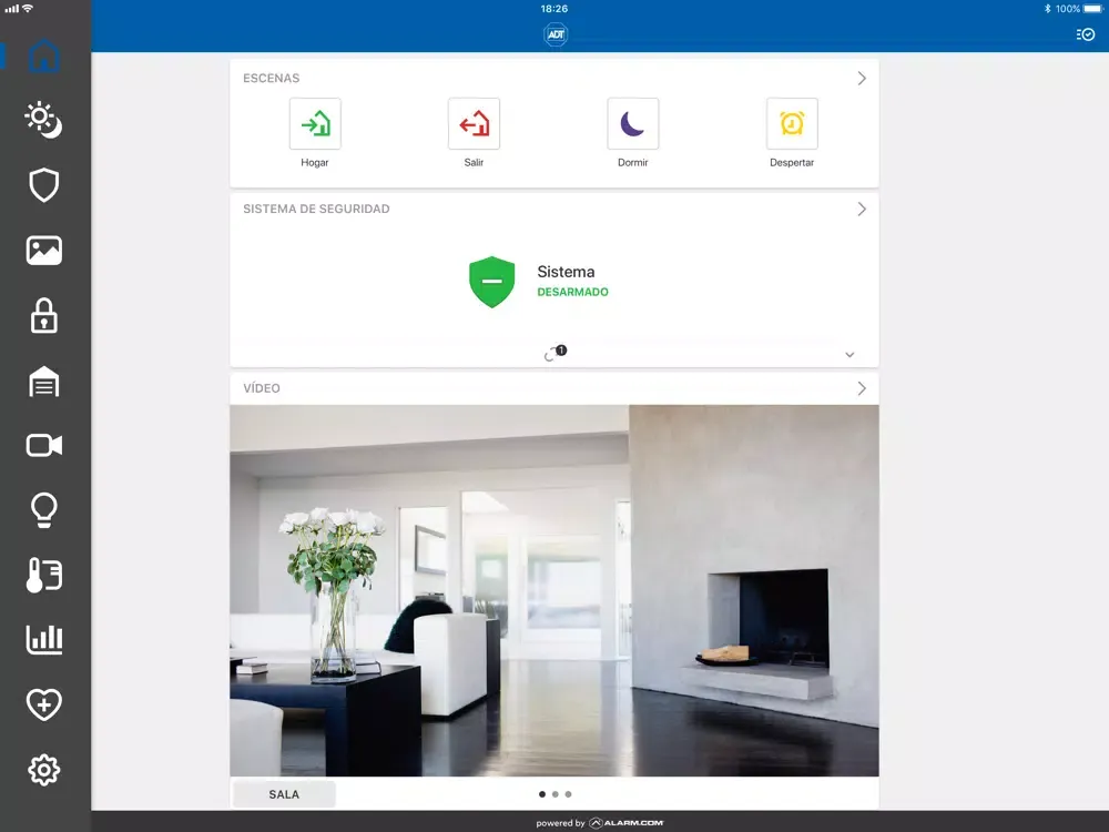 Tangkapan skrin ADT Smart Security iPad 