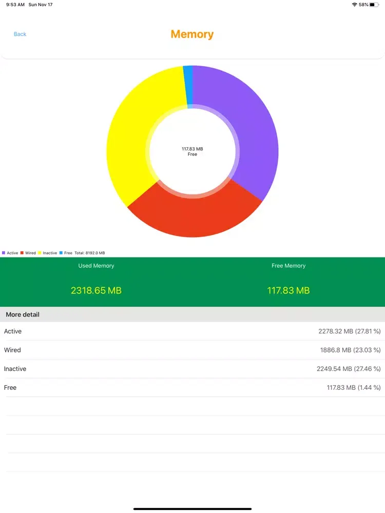 Ảnh chụp màn hình của CPU Z - System Utilities iPad 