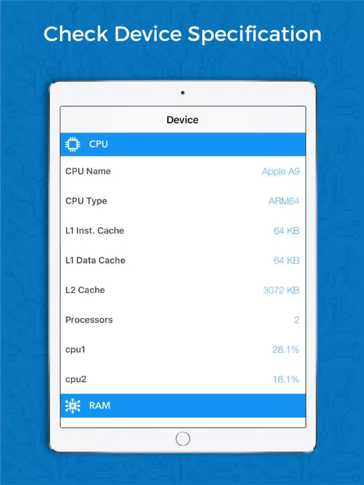 Zrzuty ekranu CPU DasherX - CPU Z iPad 