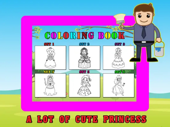 Tangkapan skrin Princess Kids Coloring Book For Girl - 48 Pages iPad 