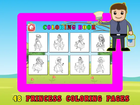 Tangkapan skrin Princess Kids Coloring Book For Girl - 48 Pages iPad 