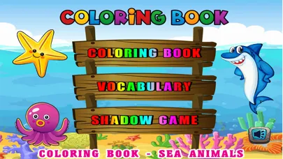 Sea Animals Kids Coloring Pages - Vocabulary Games应用截图