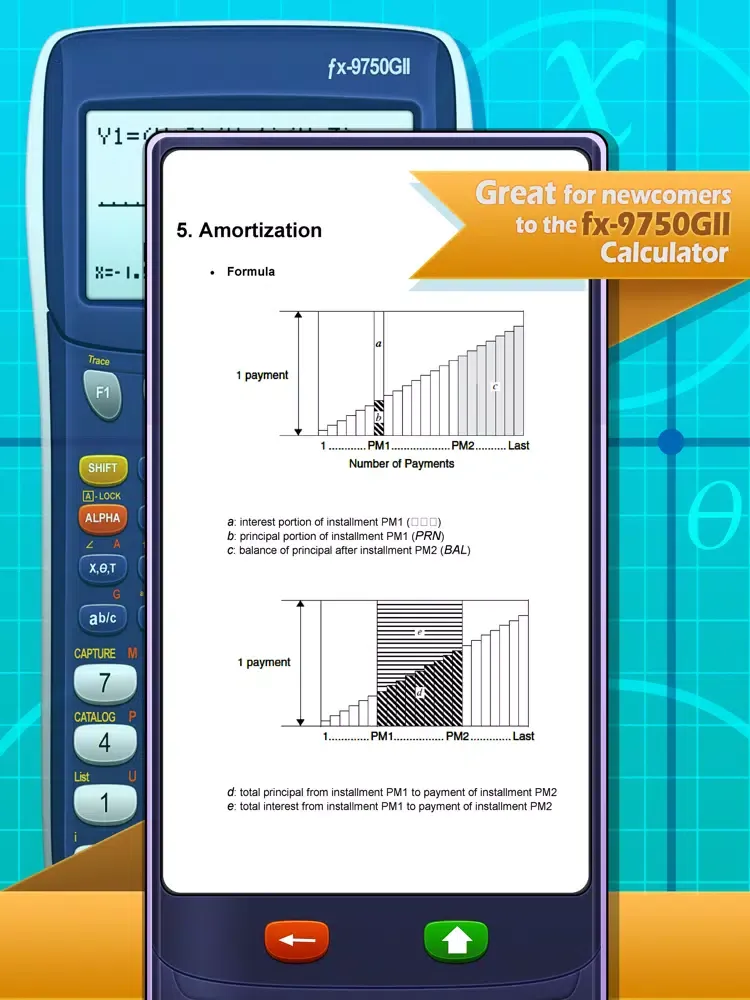 Capturas de tela do Casio Fx-9750GII Calc. Manual iPad 