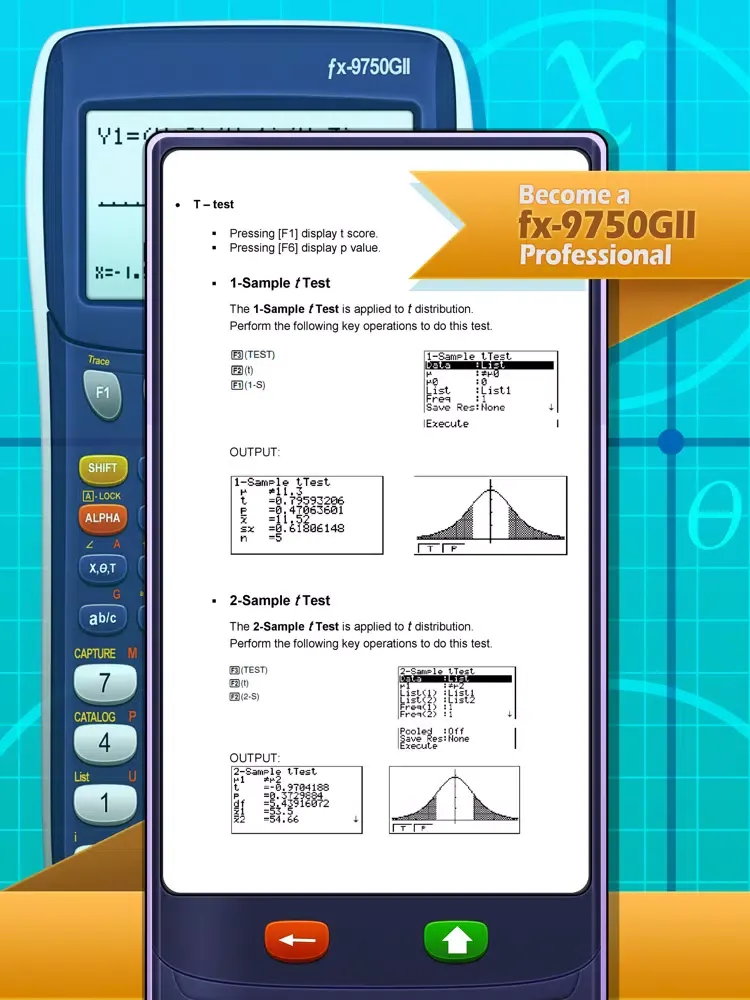 Capturas de tela do Casio Fx-9750GII Calc. Manual iPad 