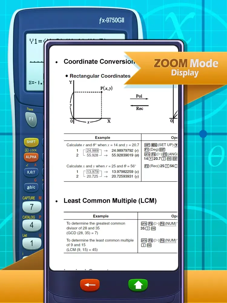 Capturas de tela do Casio Fx-9750GII Calc. Manual iPad 