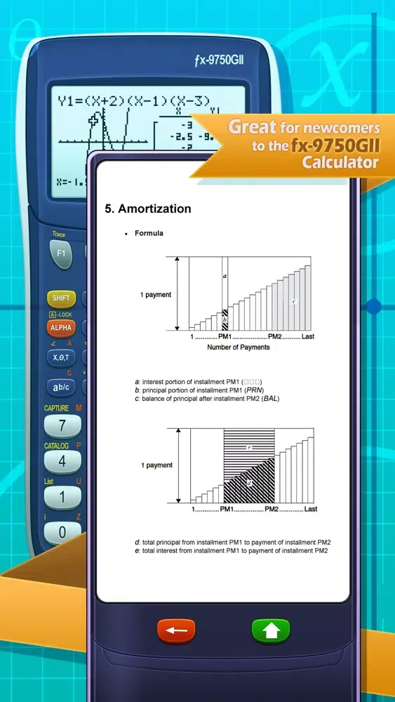 Capturas de tela do Casio Fx-9750GII Calc. Manual