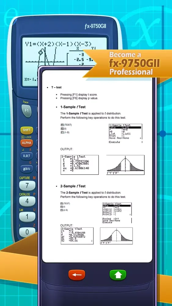 Capturas de tela do Casio Fx-9750GII Calc. Manual