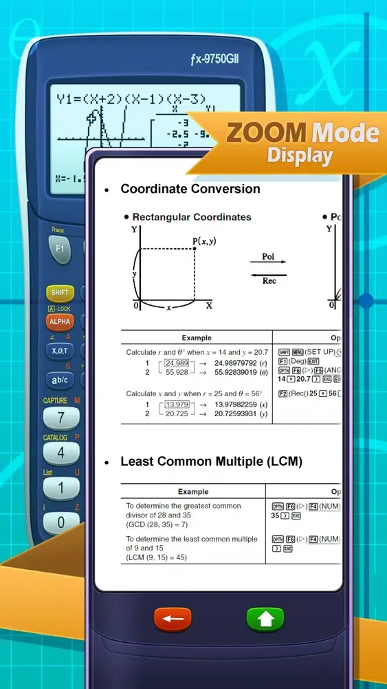 Capturas de tela do Casio Fx-9750GII Calc. Manual