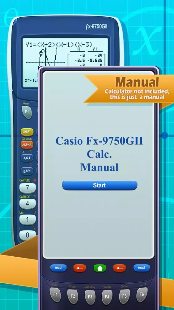 Capturas de tela do Casio Fx-9750GII Calc. Manual