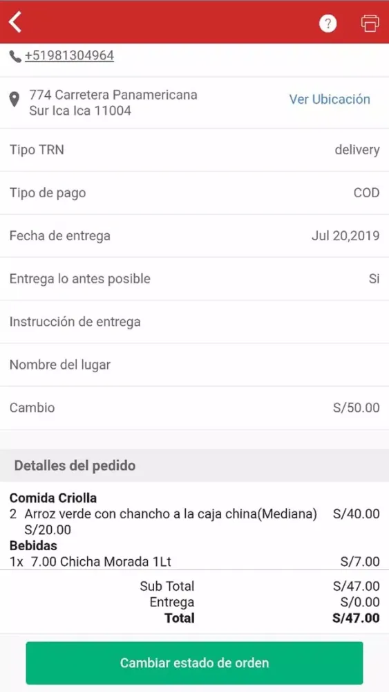 Zrzuty ekranu Tu Delivery Ica - Negocios