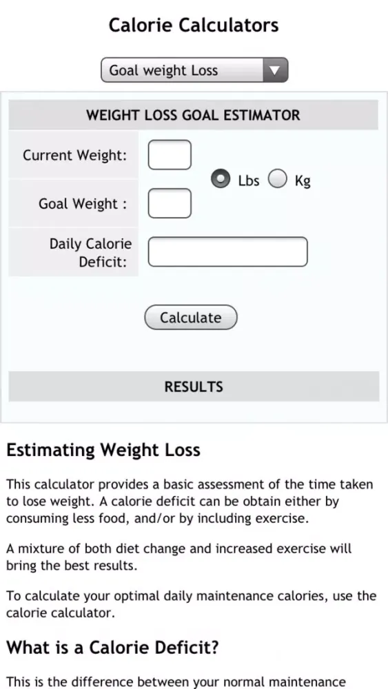 ภาพหน้าจอของ Calorie Calcs