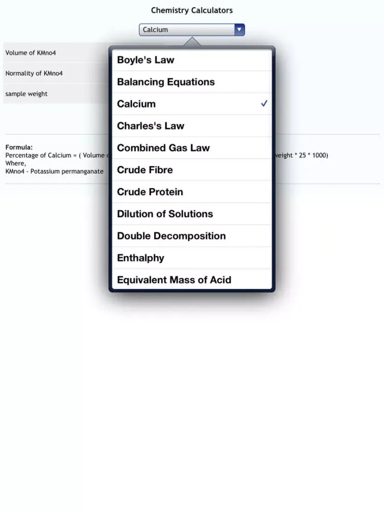 Chemistry Calcs iPad  スクリーンショット