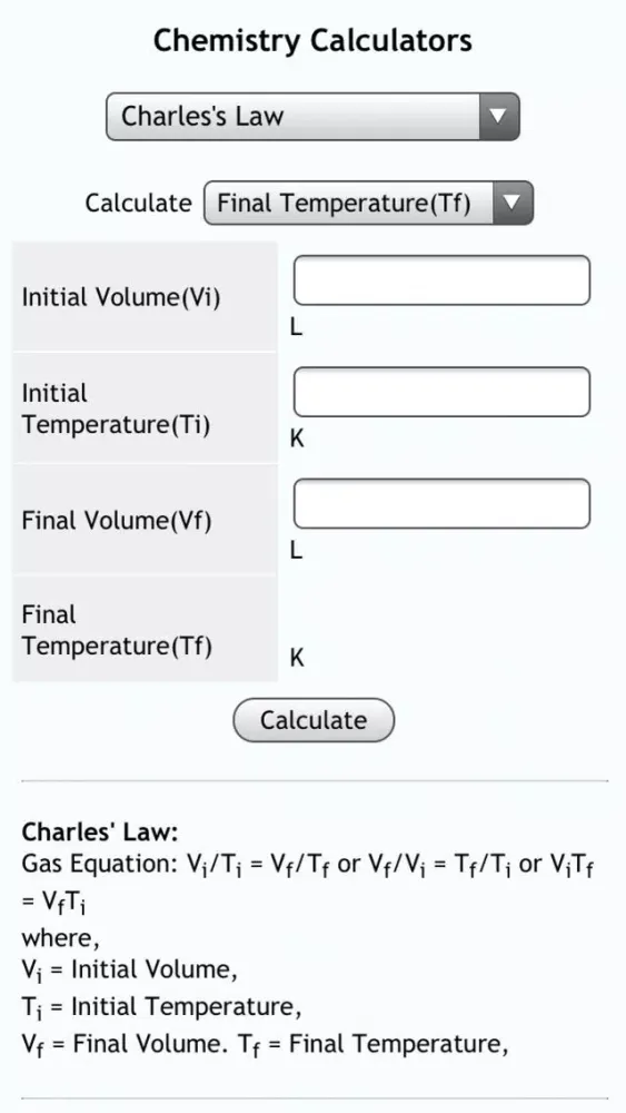 Chemistry Calcs スクリーンショット