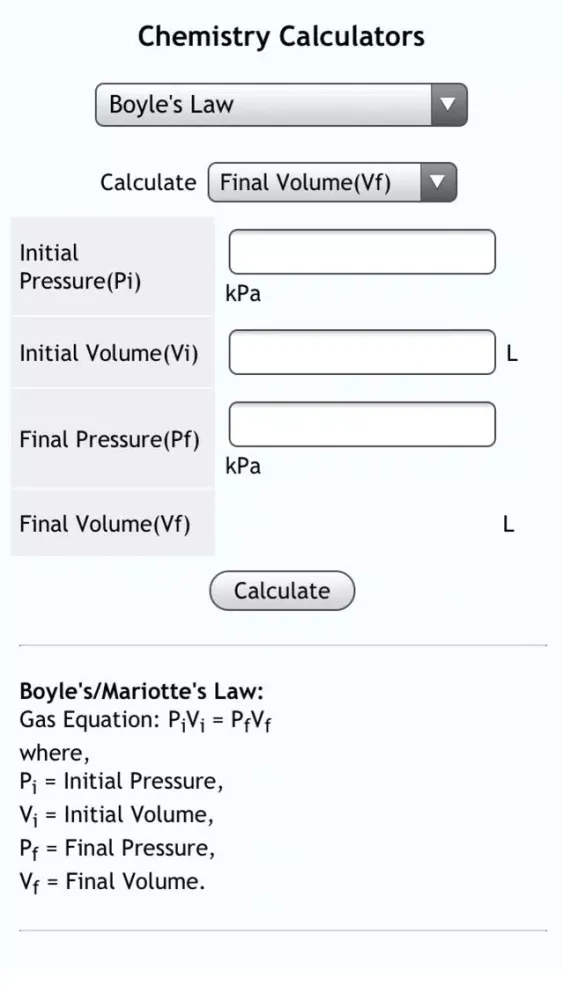 Chemistry Calcs スクリーンショット