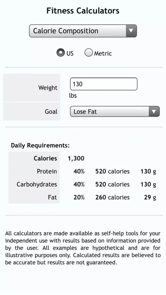 Capturas de pantalla de Fitness Calcs