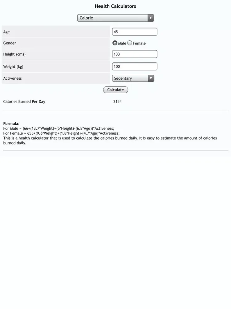 ภาพหน้าจอของ Health Calculators iPad 