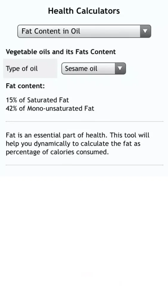 ภาพหน้าจอของ Health Calculators