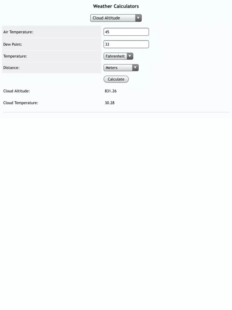 Скриншоты Weather Calcs iPad 