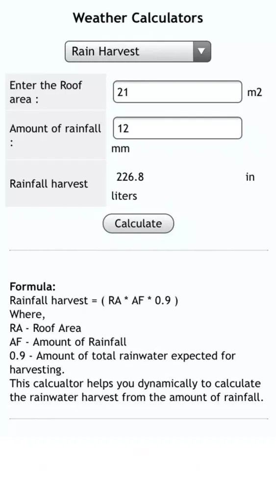 Скриншоты Weather Calcs