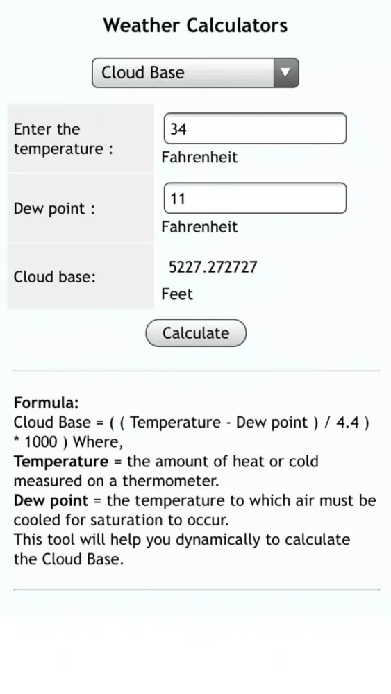 Скриншоты Weather Calcs