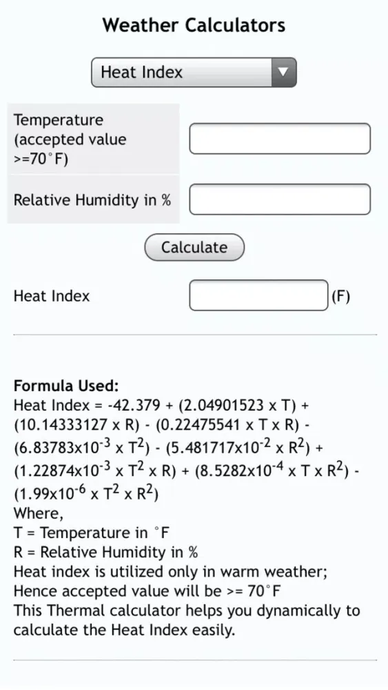 Скриншоты Weather Calcs