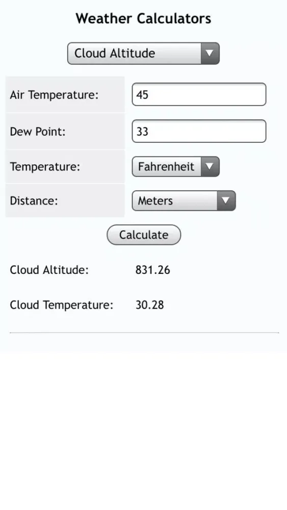 Скриншоты Weather Calcs