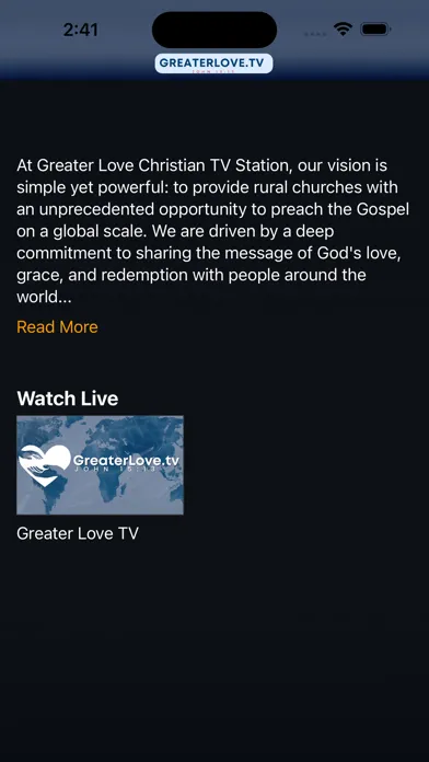 Capturas de tela do Greater Love TV