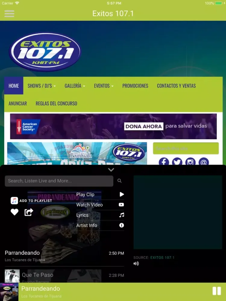 Скриншоты Exitos 107.1 - KHIT iPad 
