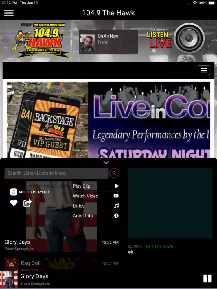 104.9 The Hawk - WLKZ iPad  스크린샷