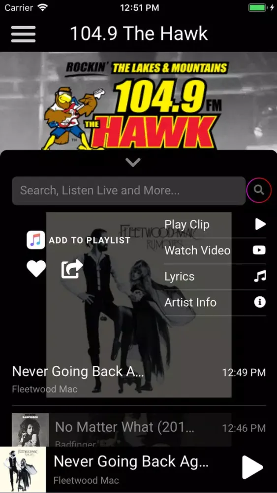 104.9 The Hawk - WLKZ 스크린샷