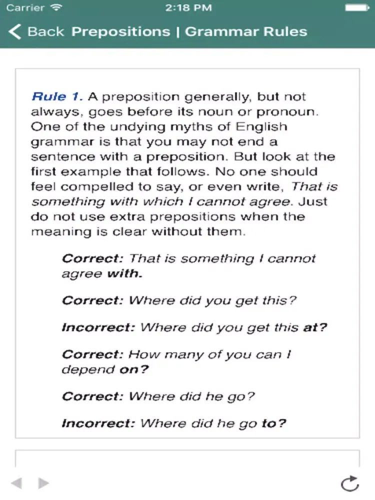 English Prepositions - How to use in grammar rules iPad 应用截图