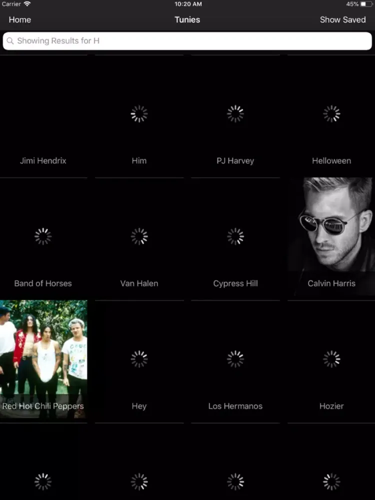 Ảnh chụp màn hình của Tunies-favorite bands iPad 