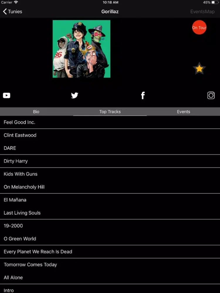 Ảnh chụp màn hình của Tunies-favorite bands iPad 