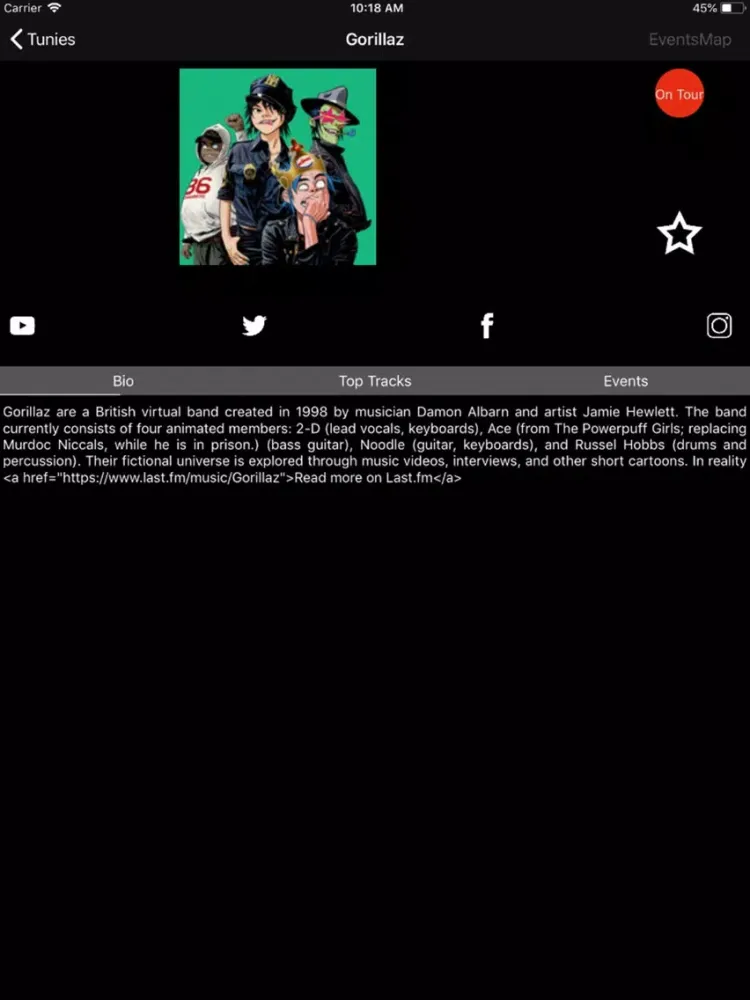Ảnh chụp màn hình của Tunies-favorite bands iPad 