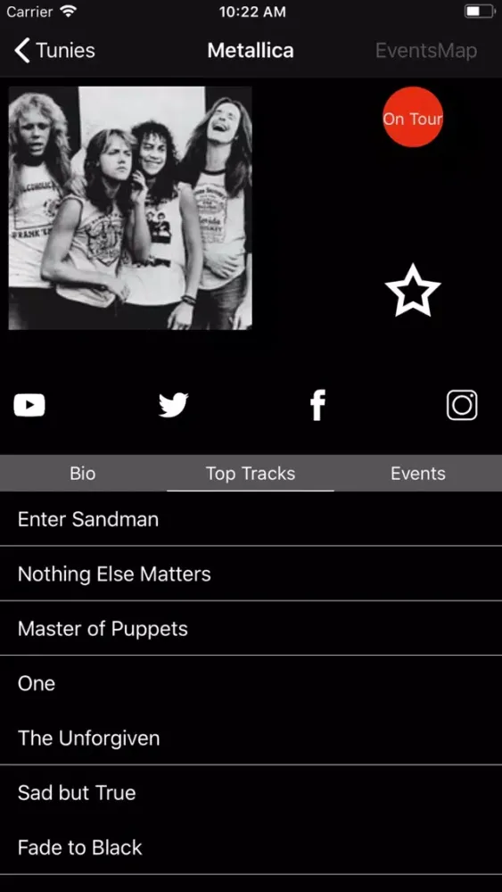 Ảnh chụp màn hình của Tunies-favorite bands