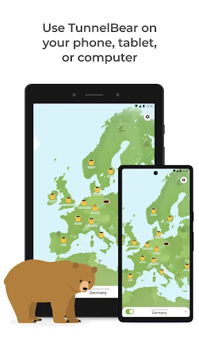 Captures d'écran de TunnelBear VPN
