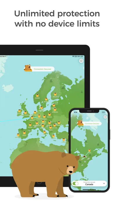 ภาพหน้าจอของ TunnelBear: Secure VPN & Wifi