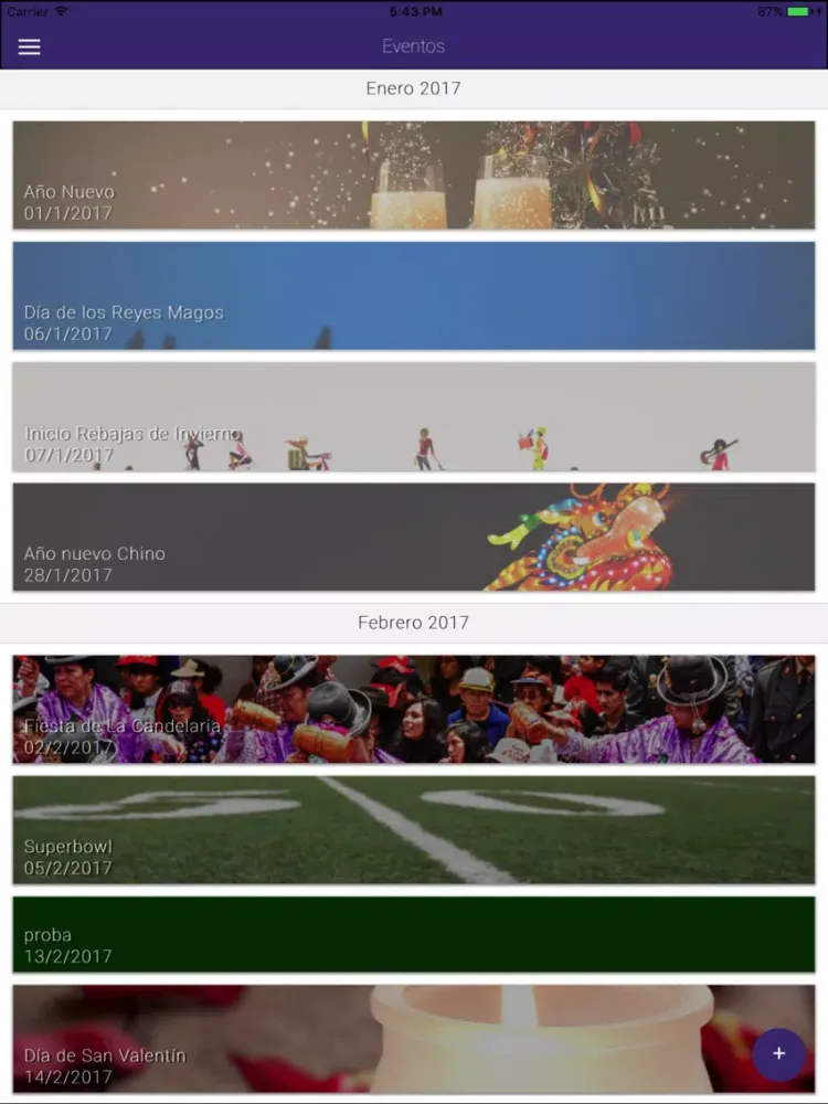 Tangkapan layar Calendario eCommerce iPad 