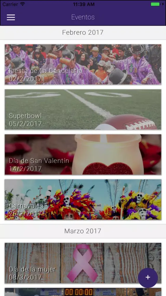 Tangkapan layar Calendario eCommerce