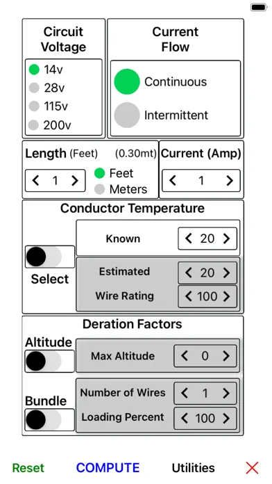Wire (AWG) Calculator Screenshots