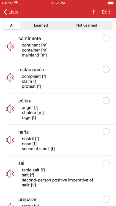 Capturas de pantalla de Spanish Vocabulary Notebook
