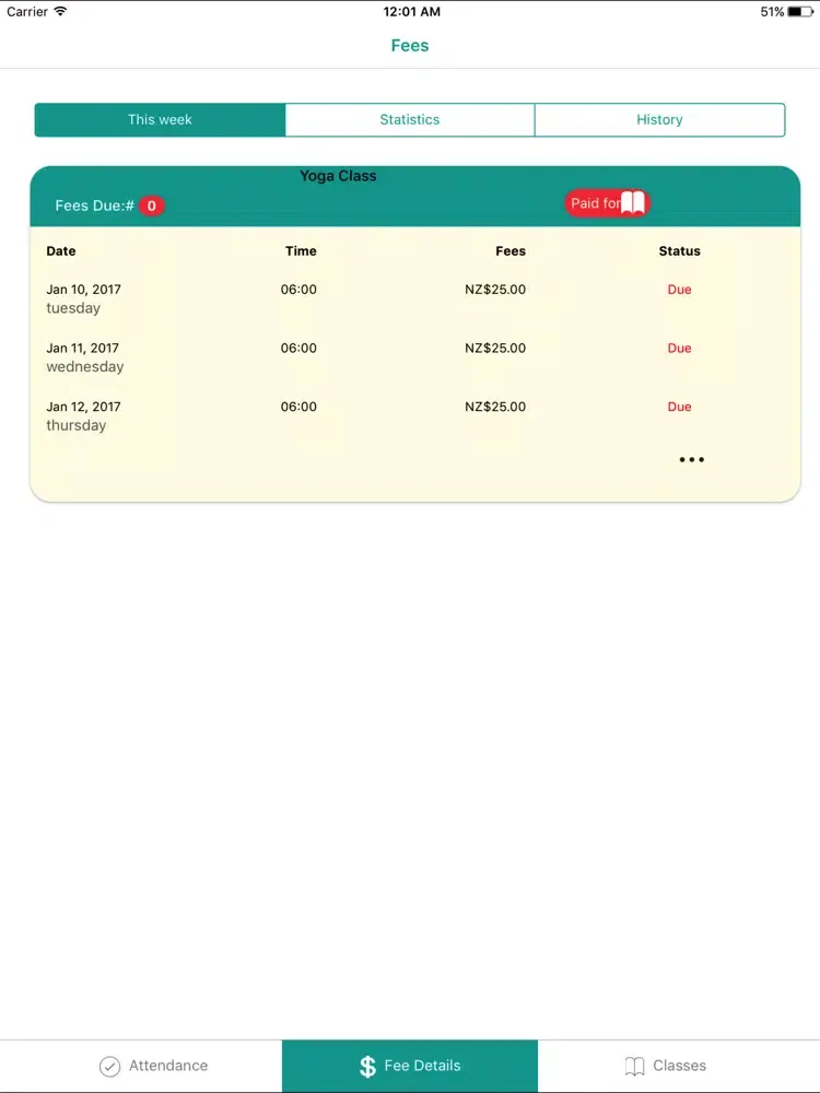Class Fees Scheduler iPad 应用截图