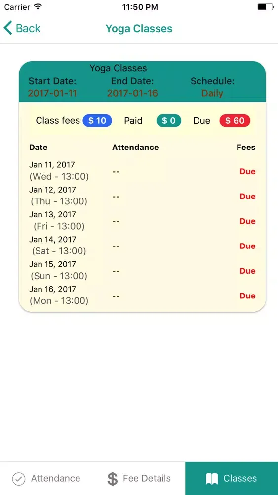 Class Fees Scheduler应用截图