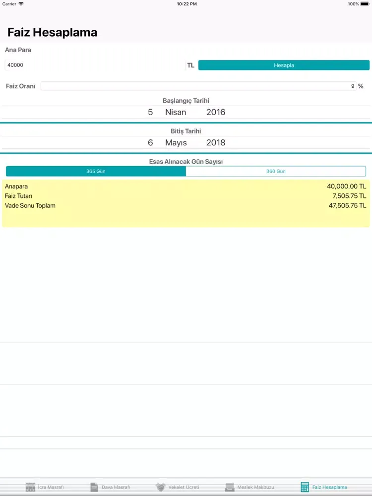 İcra Dosyası Hesaplama iPad  سکرین شاٹس